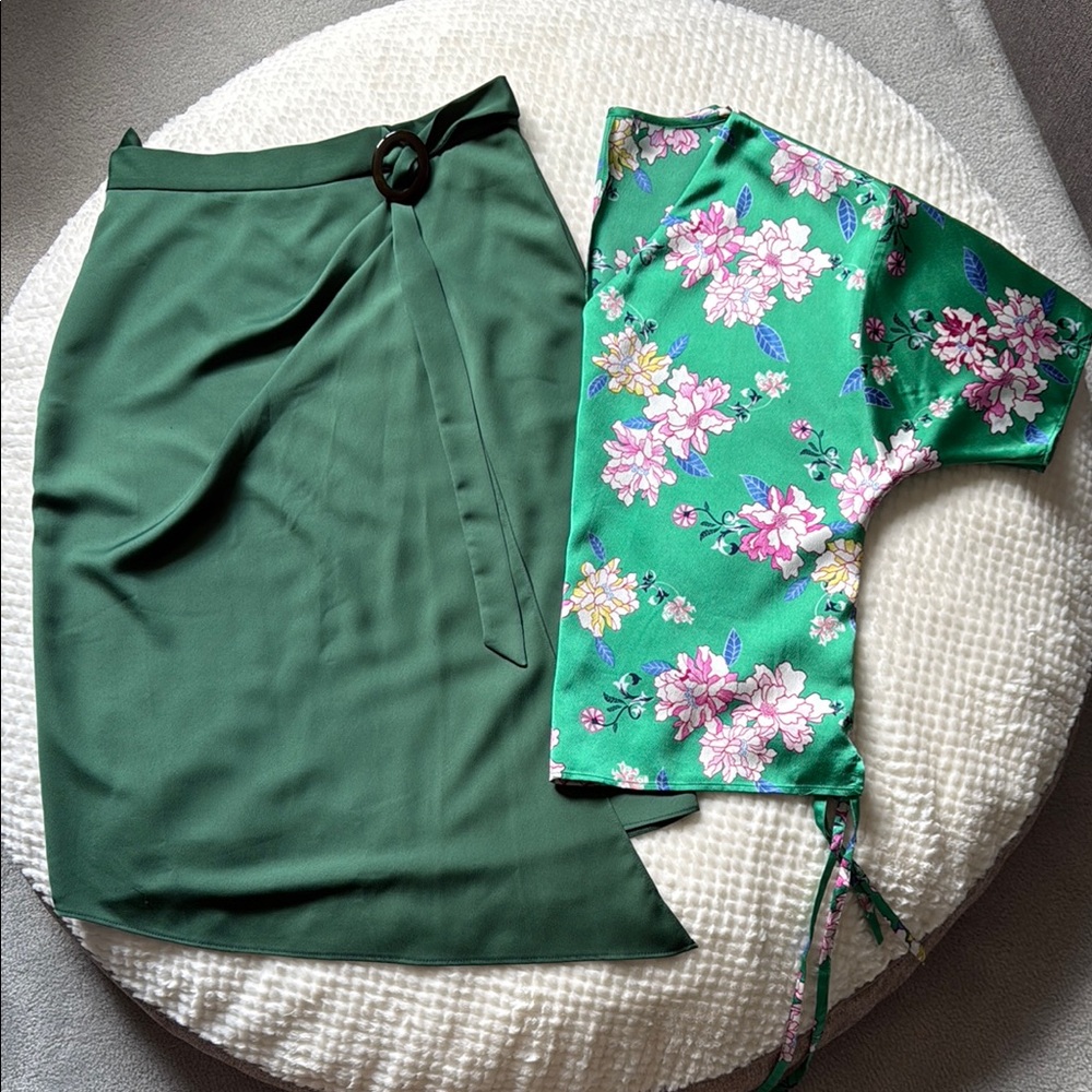 🌵 Elegant Green Top & Skirt